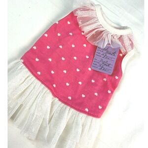 Boutique‎ Pet Dress XS Pink White Heart Tutu Ruffle Sleeveless Dog Cat NWT